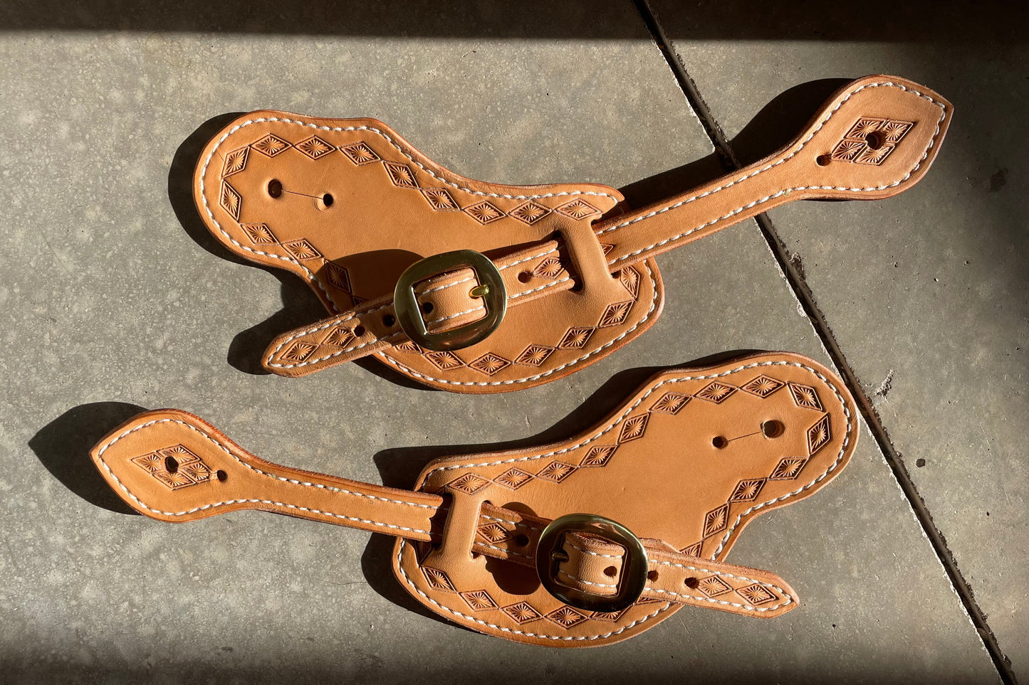 Border Stamped Spur Straps